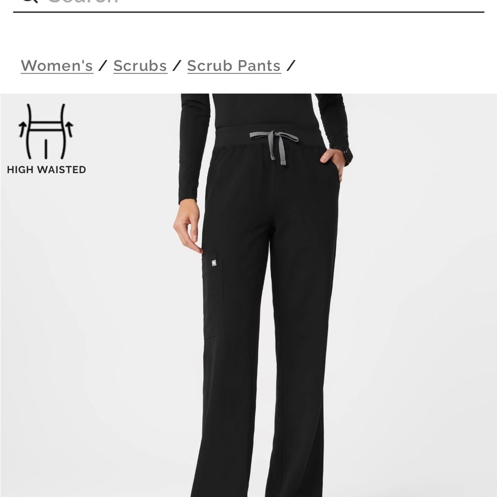 Figs Black livingston petite small high waisted scrubs pants